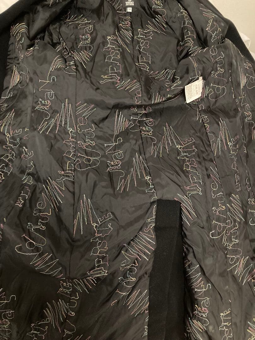 ヴェルサーチVersace★M黒ウールコート裏地メデューサヴィンテージ