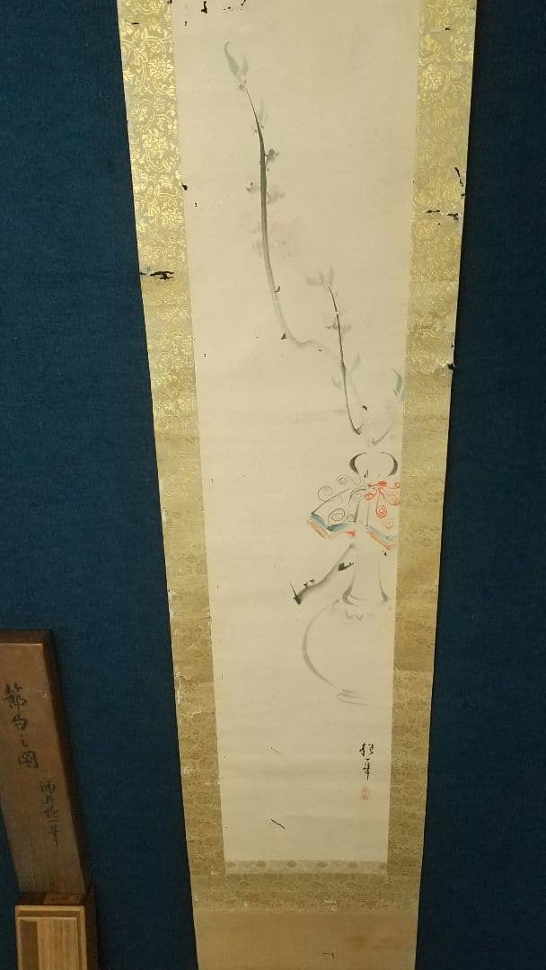 酒井抱一 桃節句 紙本 掛軸 虫食い傷み目立つ 琳派