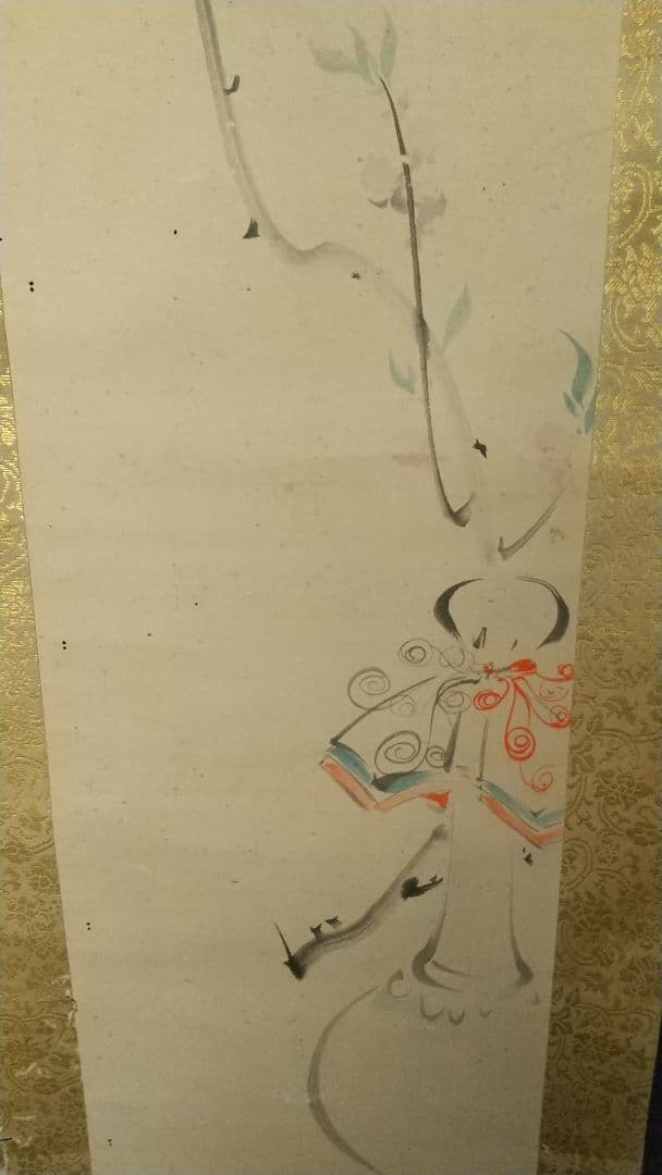 酒井抱一 桃節句 紙本 掛軸 虫食い傷み目立つ 琳派