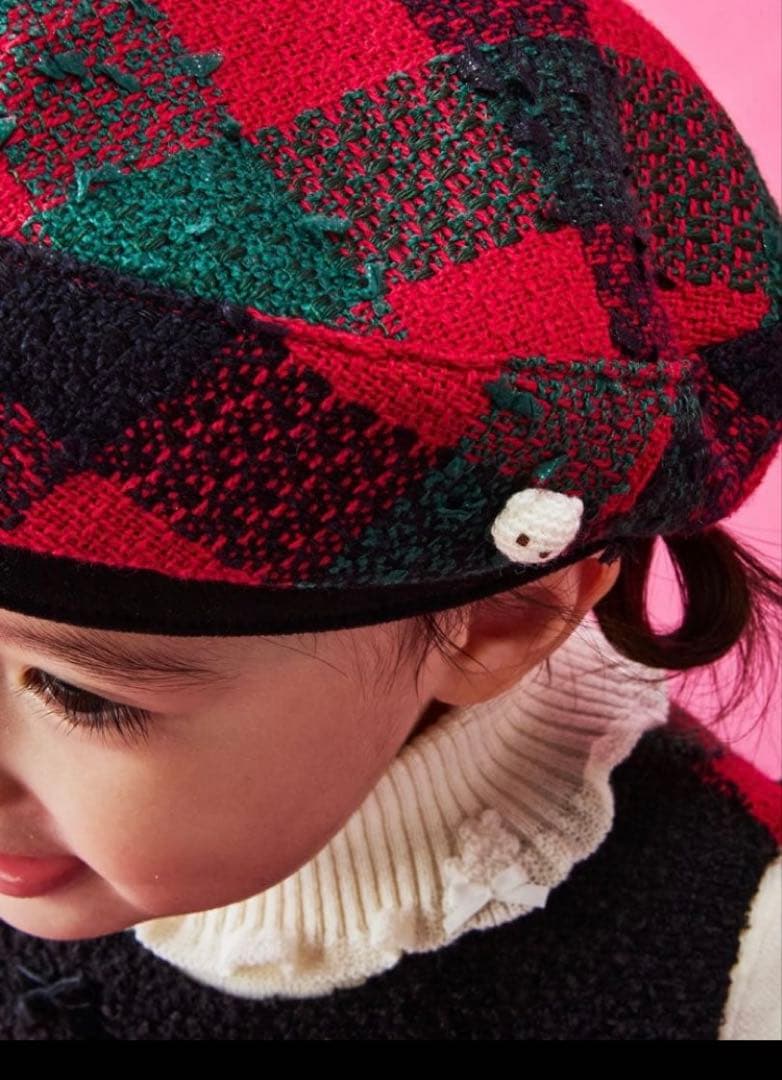 ファミリア ベレー帽 XF赤チェック