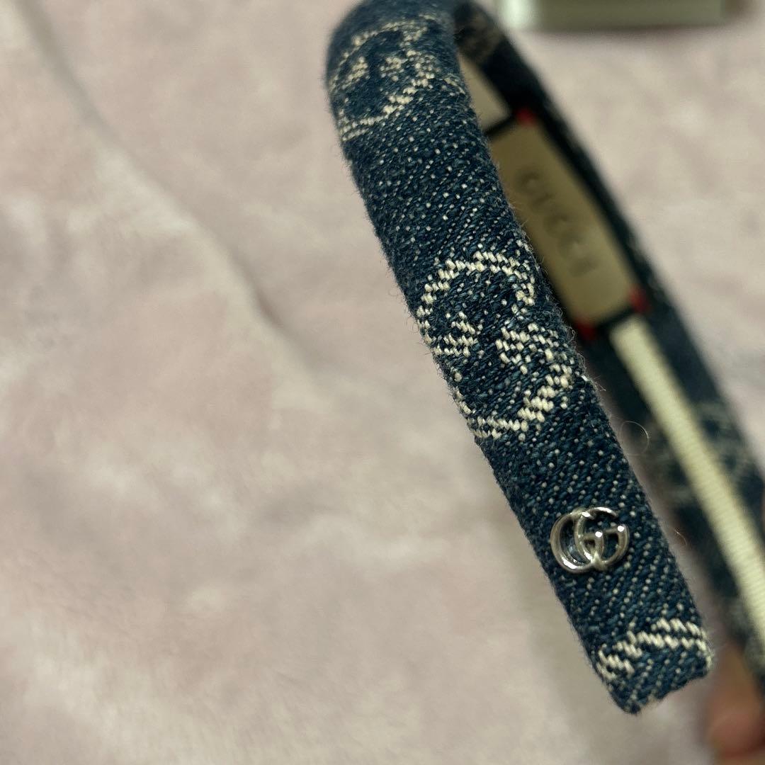 GUCCI デニム柄 ヘアバンド