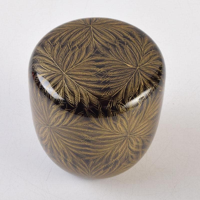 茶道具　輪島塗　岡本陽斎作　忍彫沈金　棗　共箱　V　9074