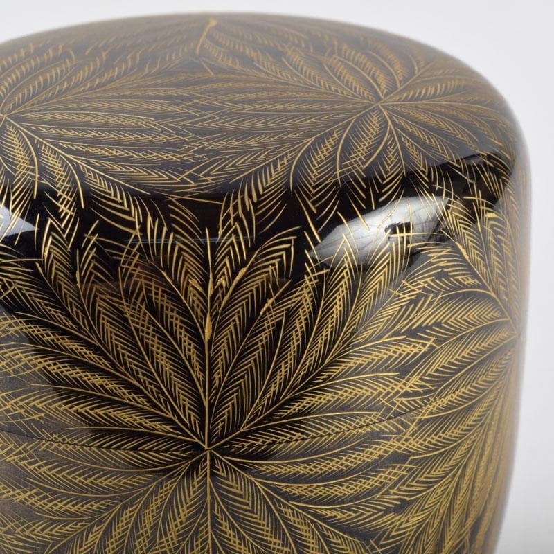 茶道具　輪島塗　岡本陽斎作　忍彫沈金　棗　共箱　V　9074