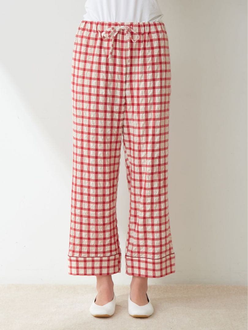 完売レア♡新品未開封♡ジェラートピケ チェックロングパンツ レッド