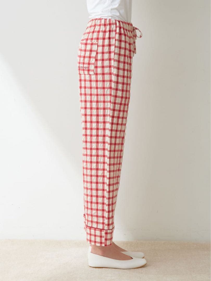 完売レア♡新品未開封♡ジェラートピケ チェックロングパンツ レッド