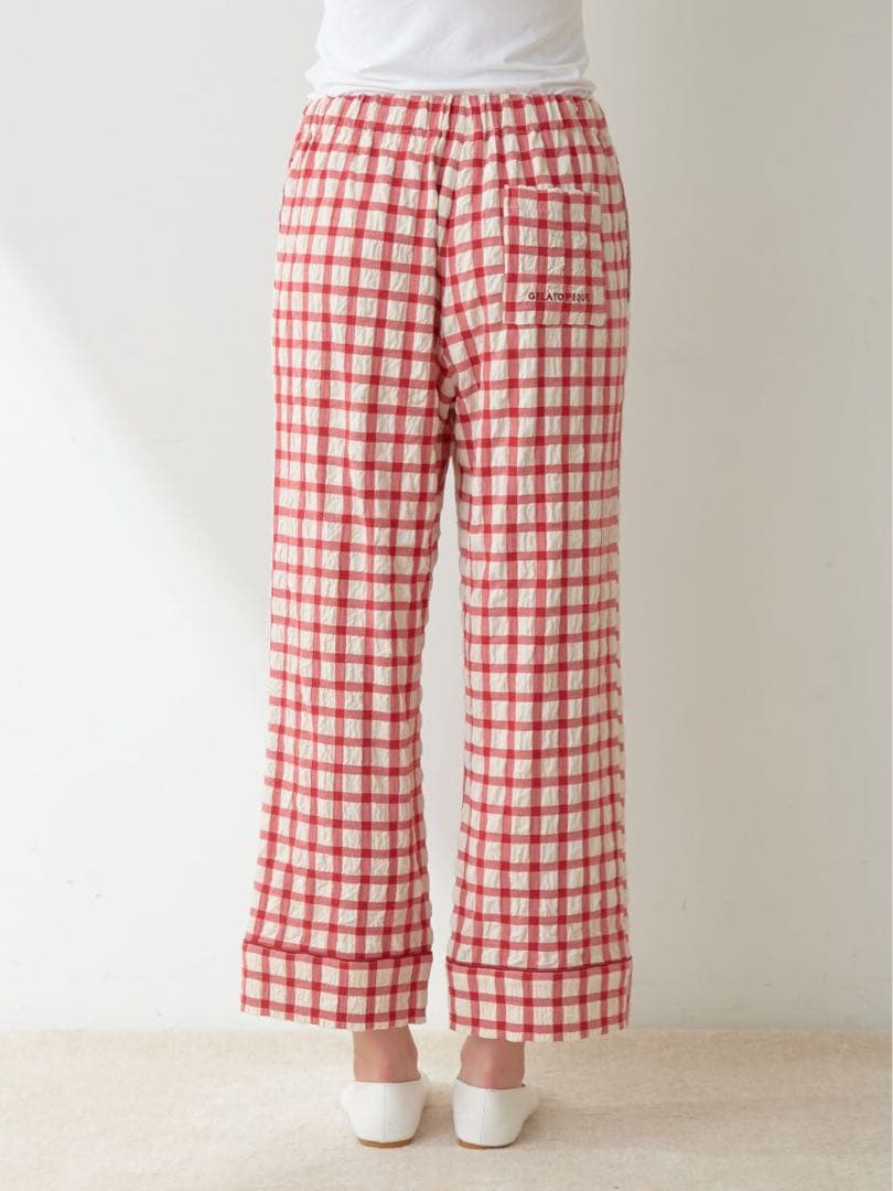 完売レア♡新品未開封♡ジェラートピケ チェックロングパンツ レッド