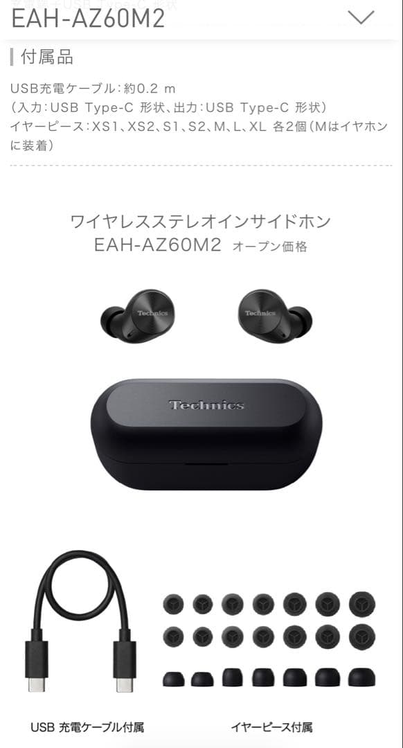 Technics EAH-AZ60M2-S シルバー イヤーピース未使用