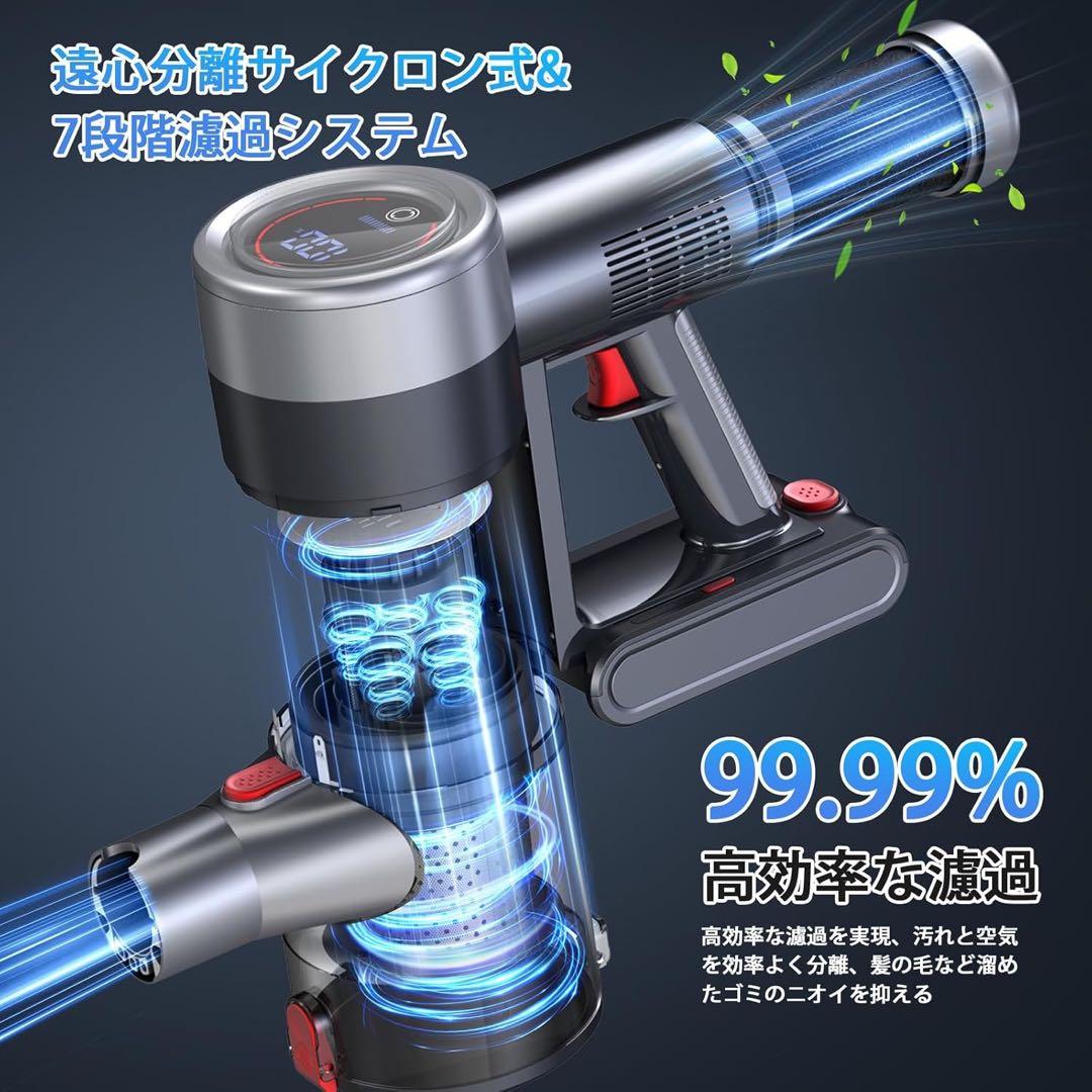 コードレス掃除機　75000Pa LEDライト　自立式　液晶ディスプレイ