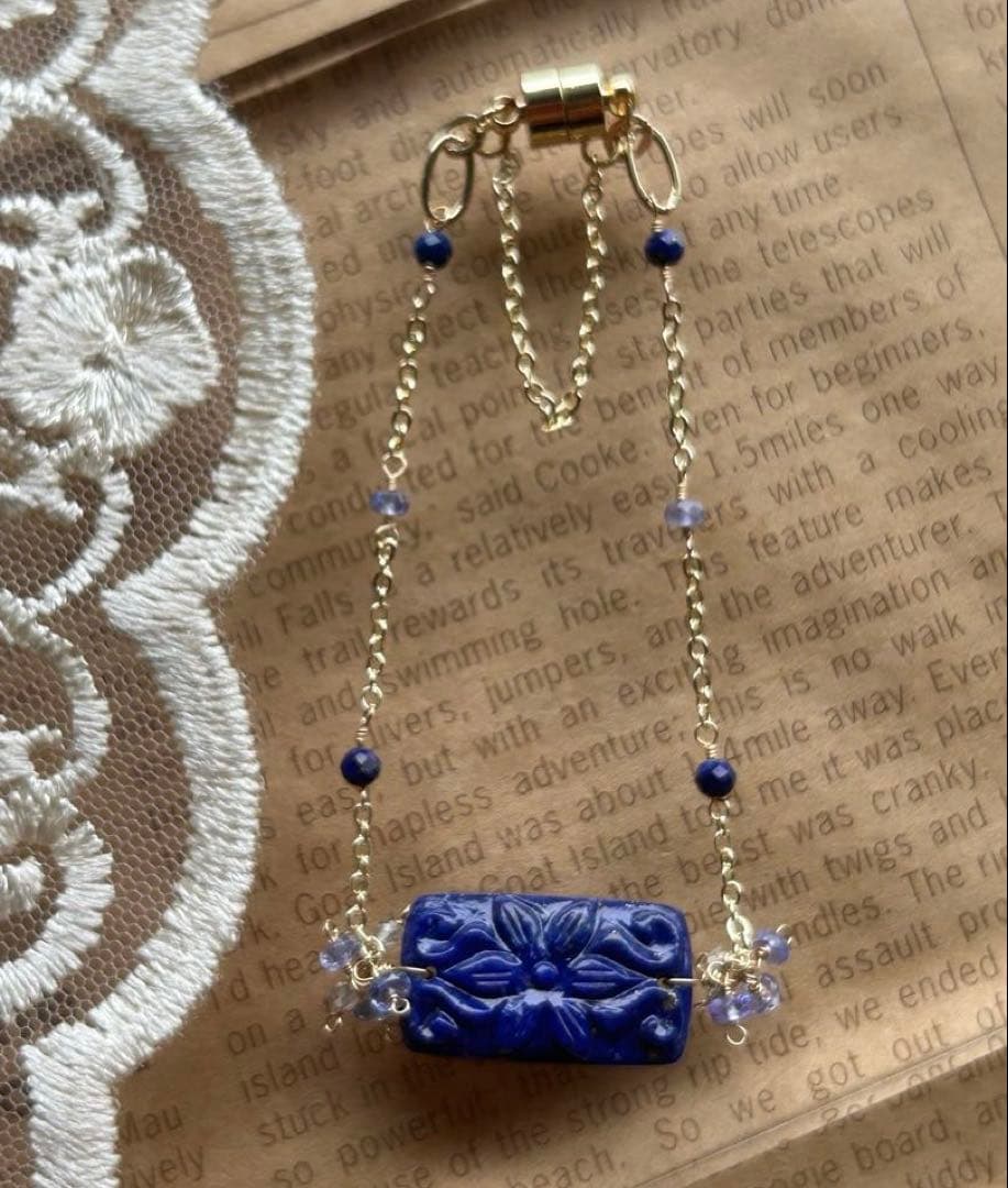 ラピスラズリカービング＆タンザナイトのブレスレット他　14kgf