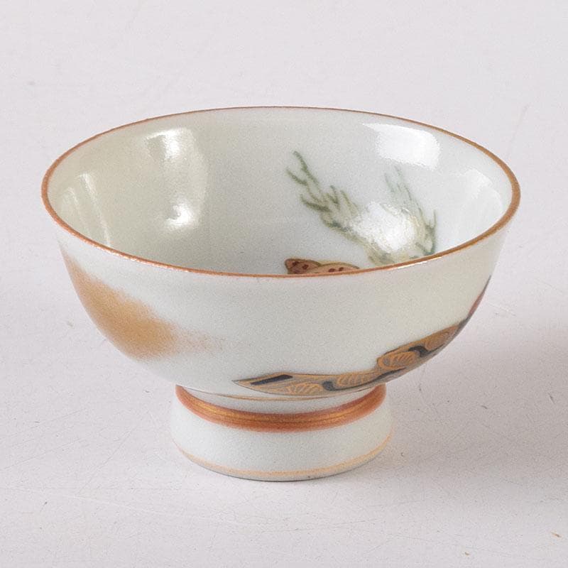 九谷焼　古九谷　色絵金彩　浮世絵　艶絵　春画盃　時代箱　C　7607