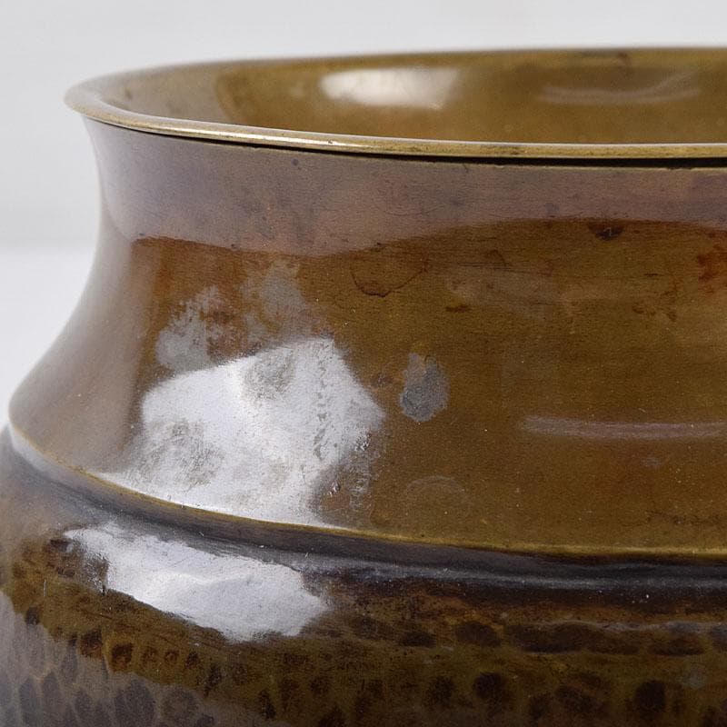 煎茶道具　黄銅　落葉壷　茶こぼし　建水　在銘　共箱　V　R8904