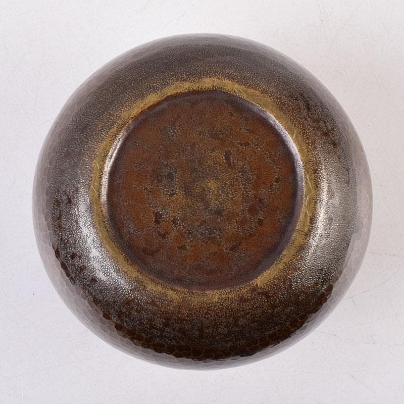 煎茶道具　黄銅　落葉壷　茶こぼし　建水　在銘　共箱　V　R8904