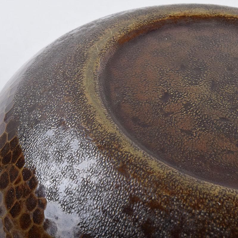 煎茶道具　黄銅　落葉壷　茶こぼし　建水　在銘　共箱　V　R8904