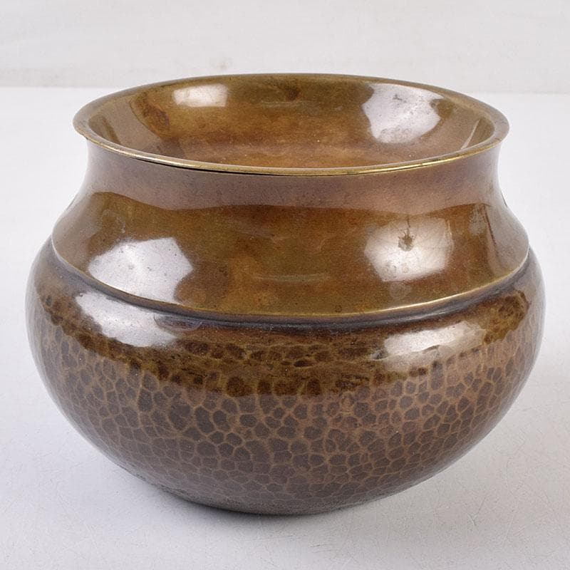 煎茶道具　黄銅　落葉壷　茶こぼし　建水　在銘　共箱　V　R8904