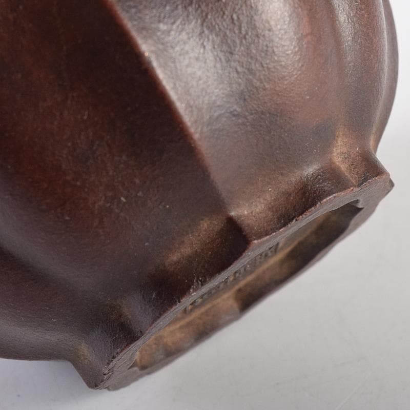 中国　中国宣興銘　紫砂朱泥　輪花碗　一對　V　8064E