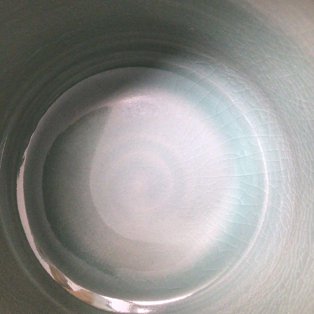 Ｒ７６５　水指　『青珍窯　梁命煥造』『高麗青磁水指』　共箱　茶道具