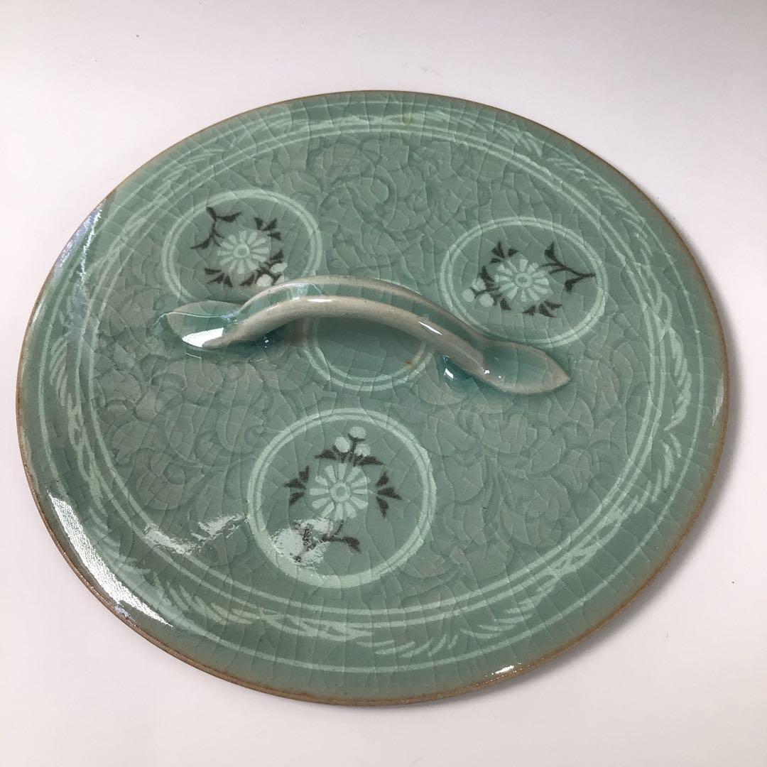 Ｒ７６５　水指　『青珍窯　梁命煥造』『高麗青磁水指』　共箱　茶道具