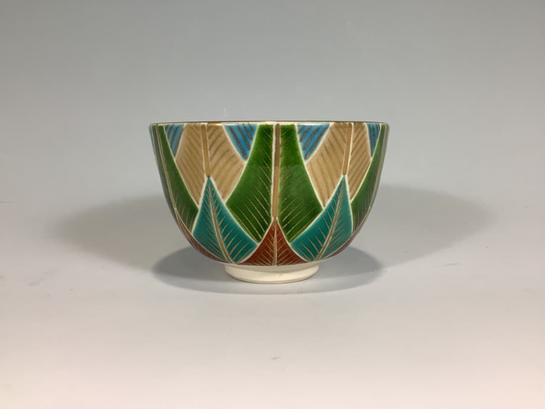 茶碗　色絵松並木　森里陶楽