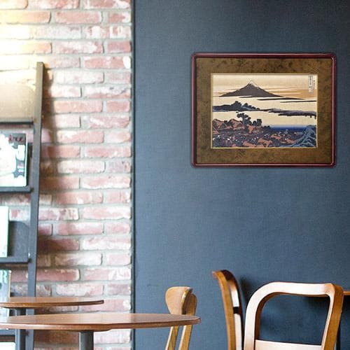 葛飾北斎　江都駿河町三井見世略図　ジャガード織【新品】富嶽三十六景　額装　額付き