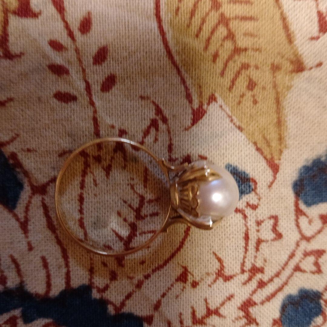 アンティークゴールドパールリング