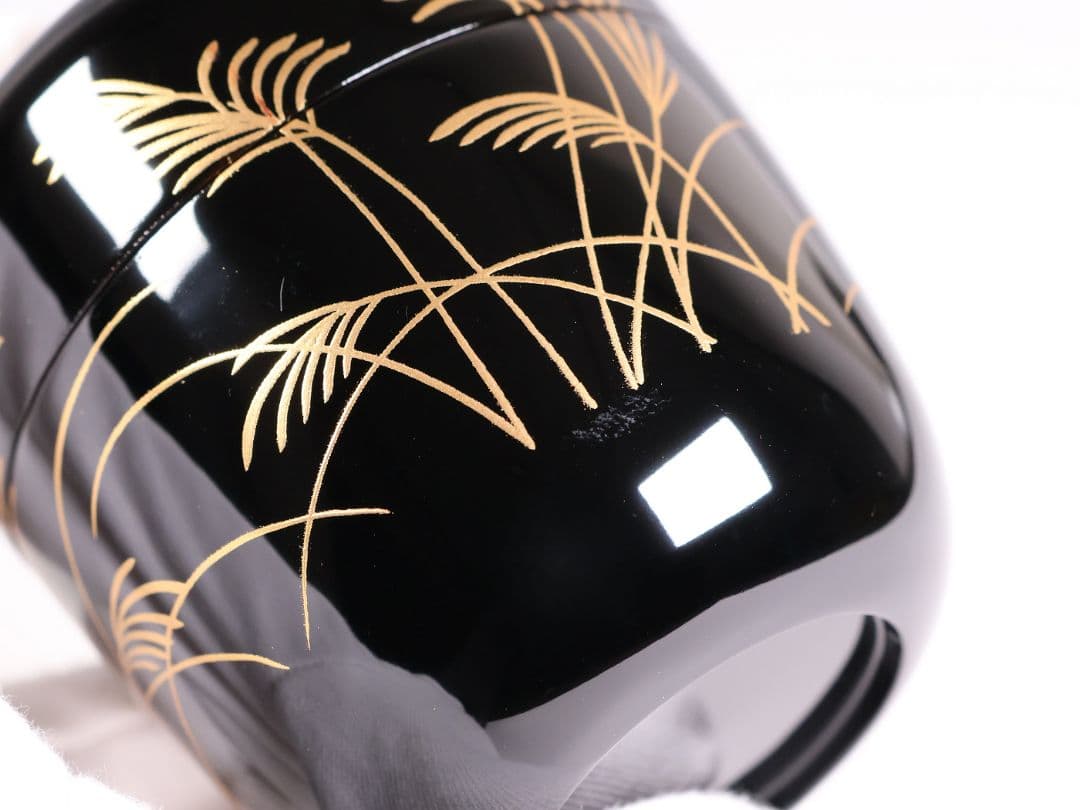 茶道具 棗 2点 ぼんぼり 月と兎 木製 黒塗 白塗 / 土居義峰【CM348】