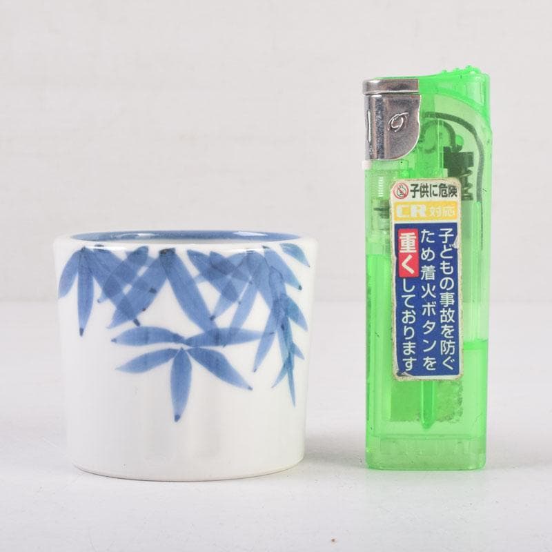 茶道具　紫翠窯　三代　西村徳泉造　染付　竹文　蓋置　共箱　V　8379