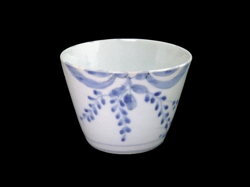 古伊万里　染付　藤の図　大振蕎麦猪口　江戸期　C038AS-CXa