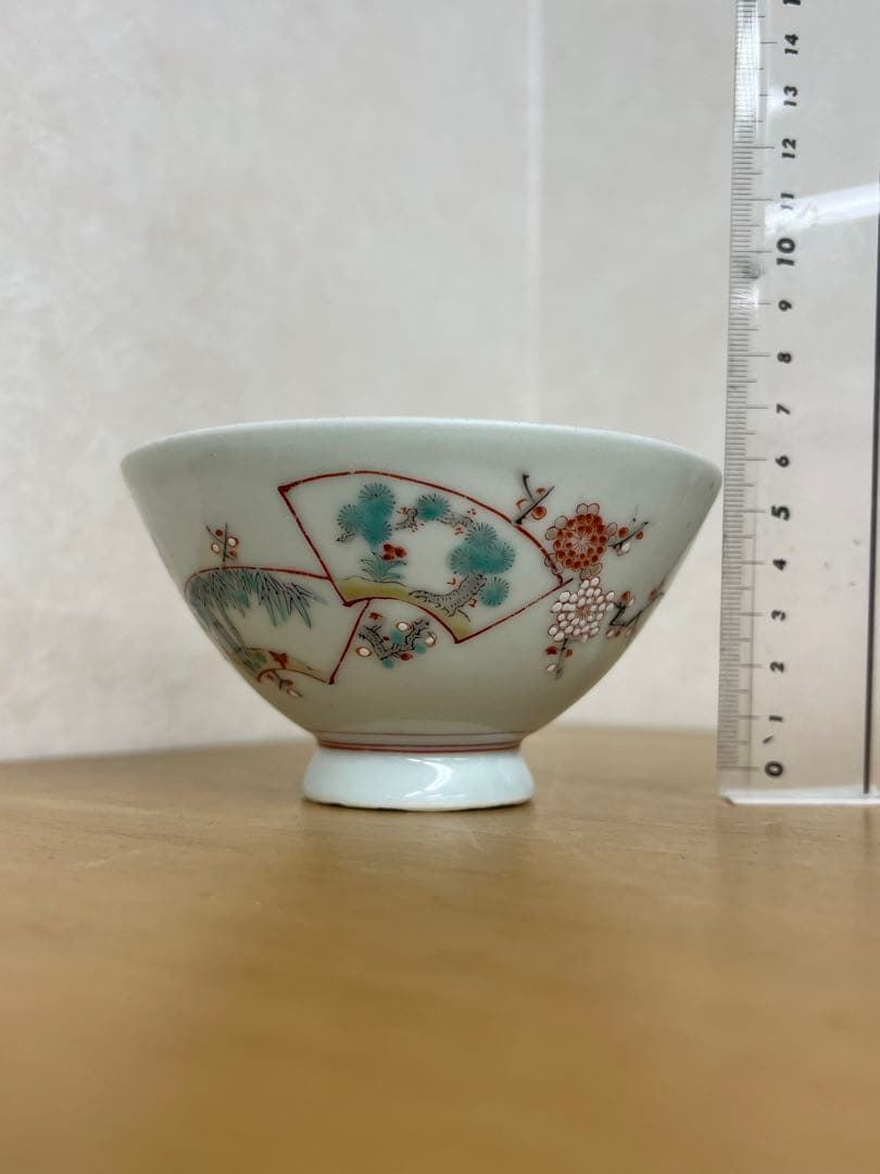 明治 右衛門 日本製お茶碗　名品　アンティーク唐物　古美術品　　骨董　江戸　青磁