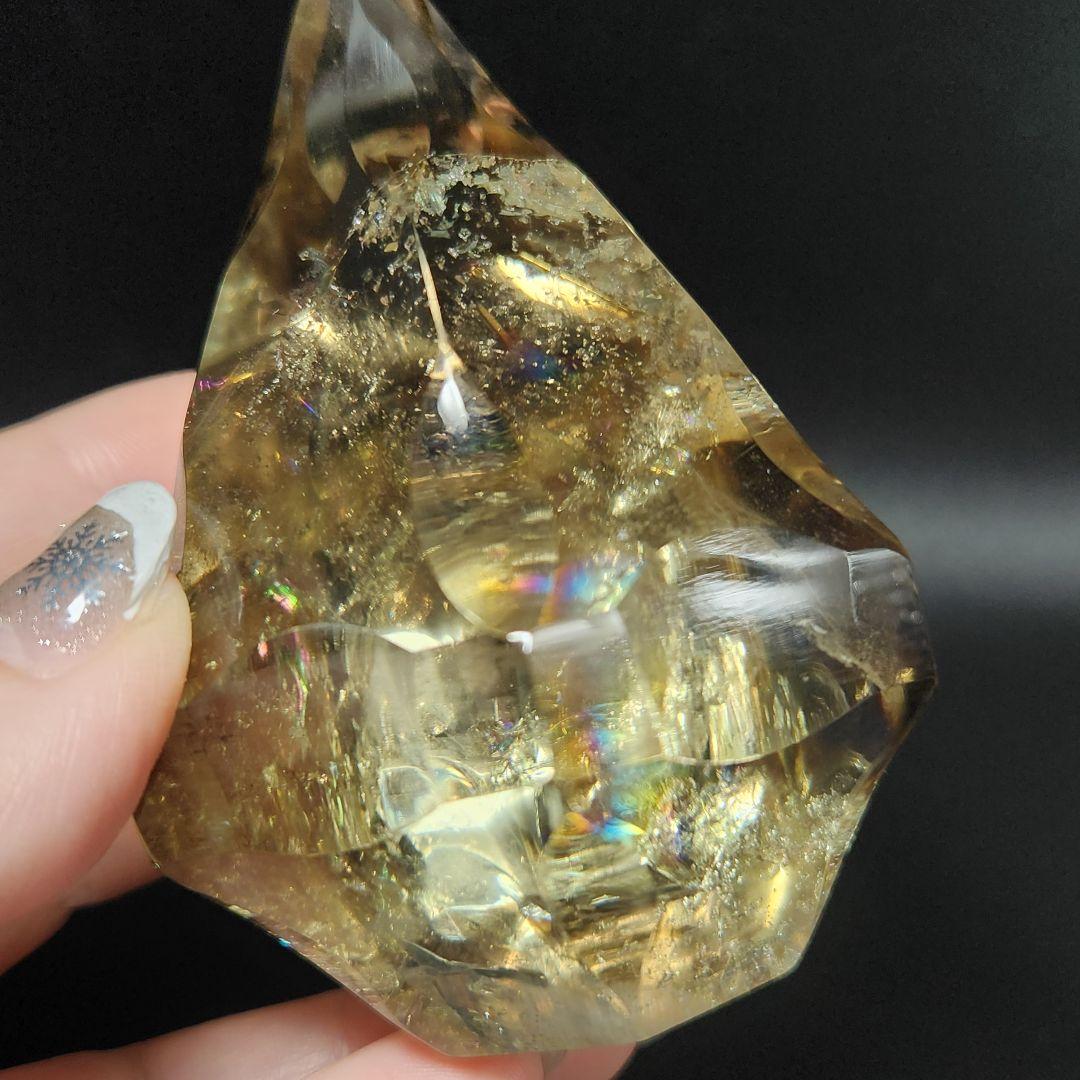 レア！【新品】天然ゼウスクオーツ ダイヤモンド置物 ★スモーキーシトリン★手彫り