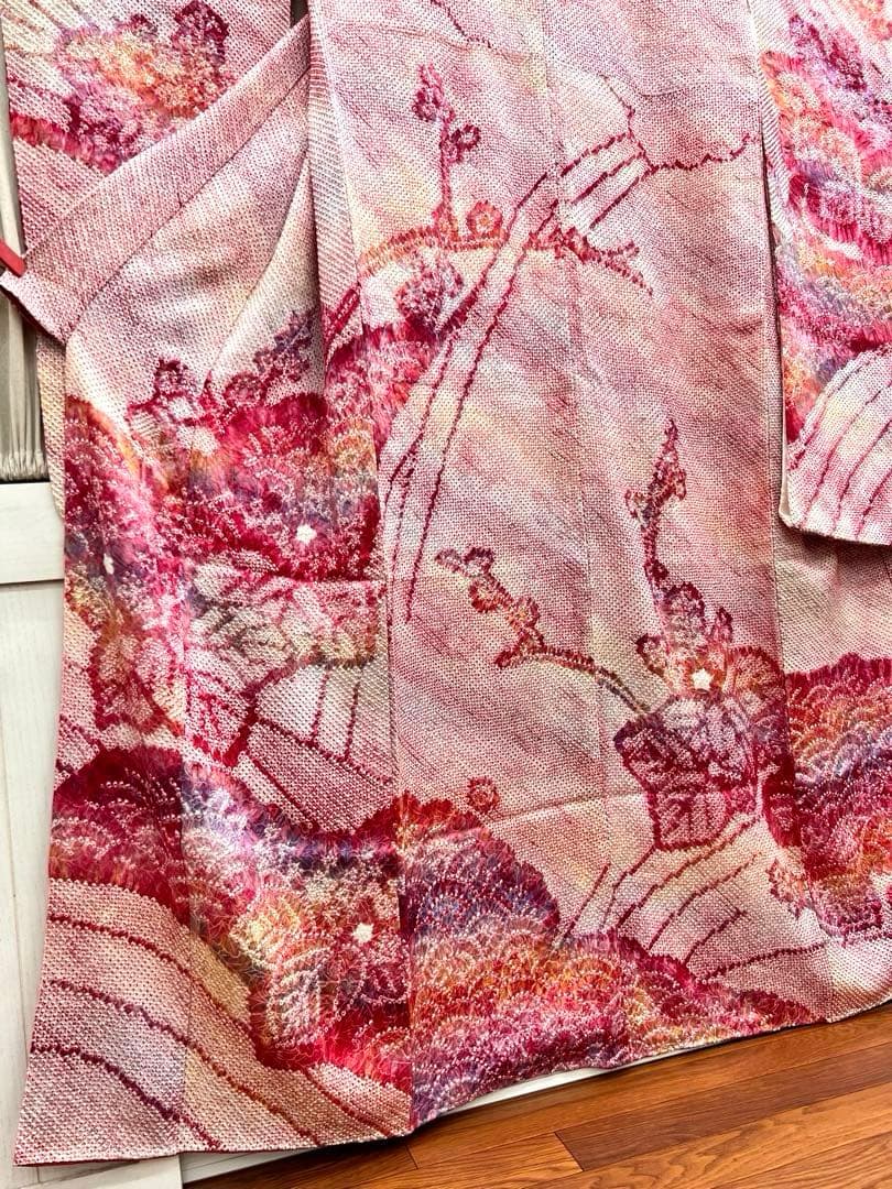 総絞り振袖　正絹　成人式振袖