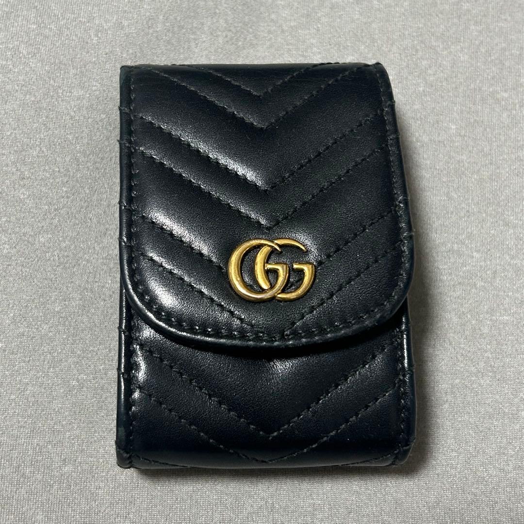GUCCI グッチ GGマーモント シガレットケース レザー 本革 ブラック