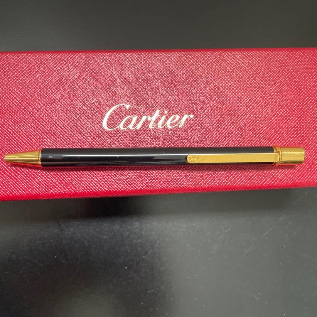 Cartier カルティエ　ツイスト式ボールペン　ブラック/ゴールド　美品