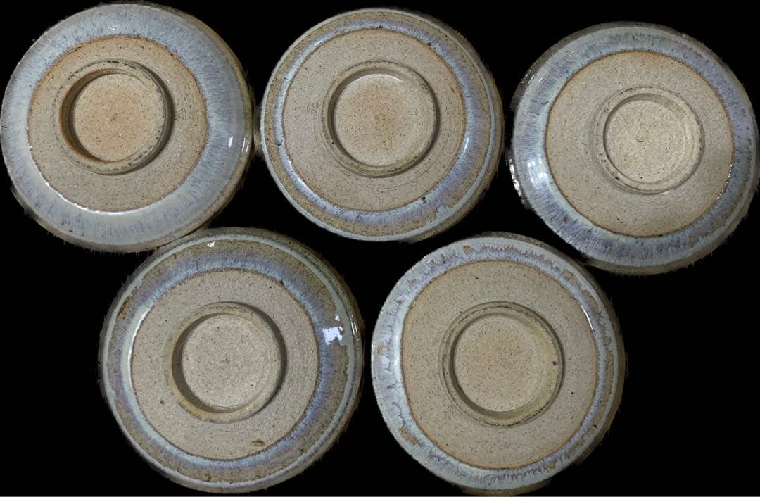 七代目　宗像亮一　作　会津本郷焼　宗像窯　灰釉皿　5寸皿　5枚