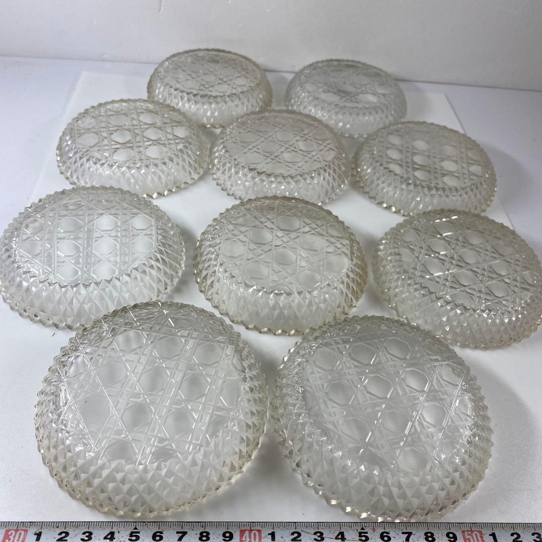 専用江戸後〜明治初期　ギヤマン手彫切子ハンドカット皿　10客　共箱直径11.8㎝