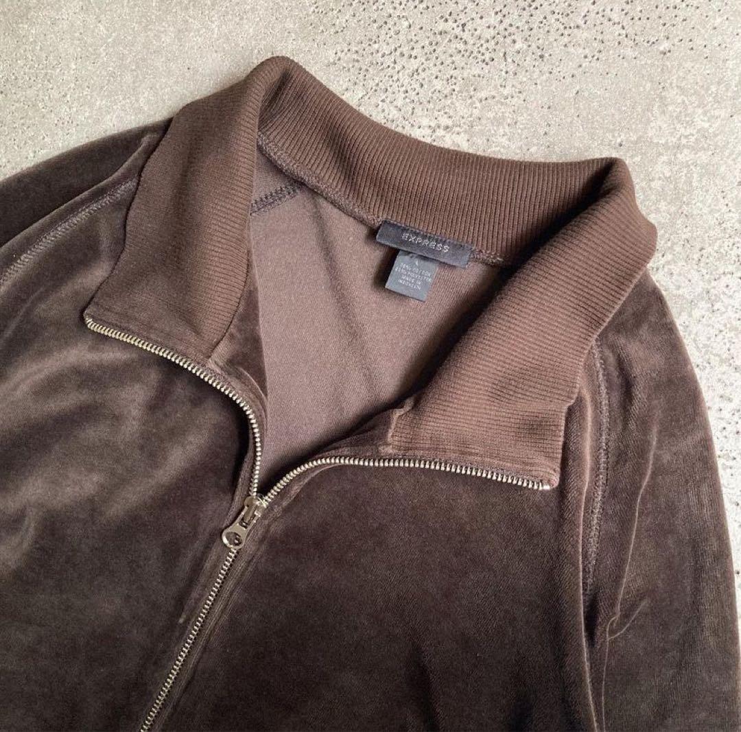 90’s ベロア トラックジャケット L ブラウン 古着