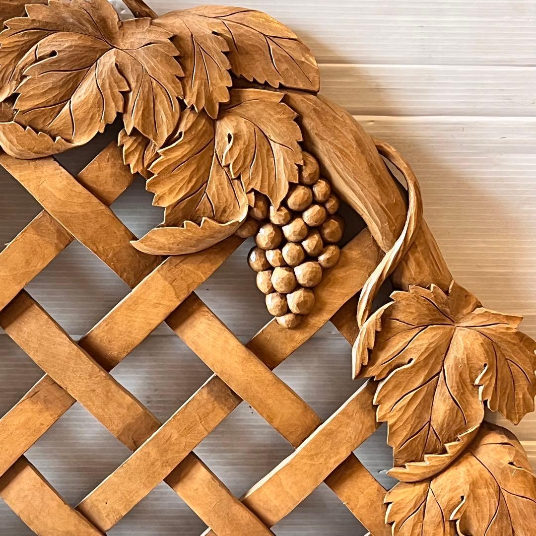 一点もの　木彫り　木製　ぶどう　ハンガー掛け　帽子掛け　インテリア