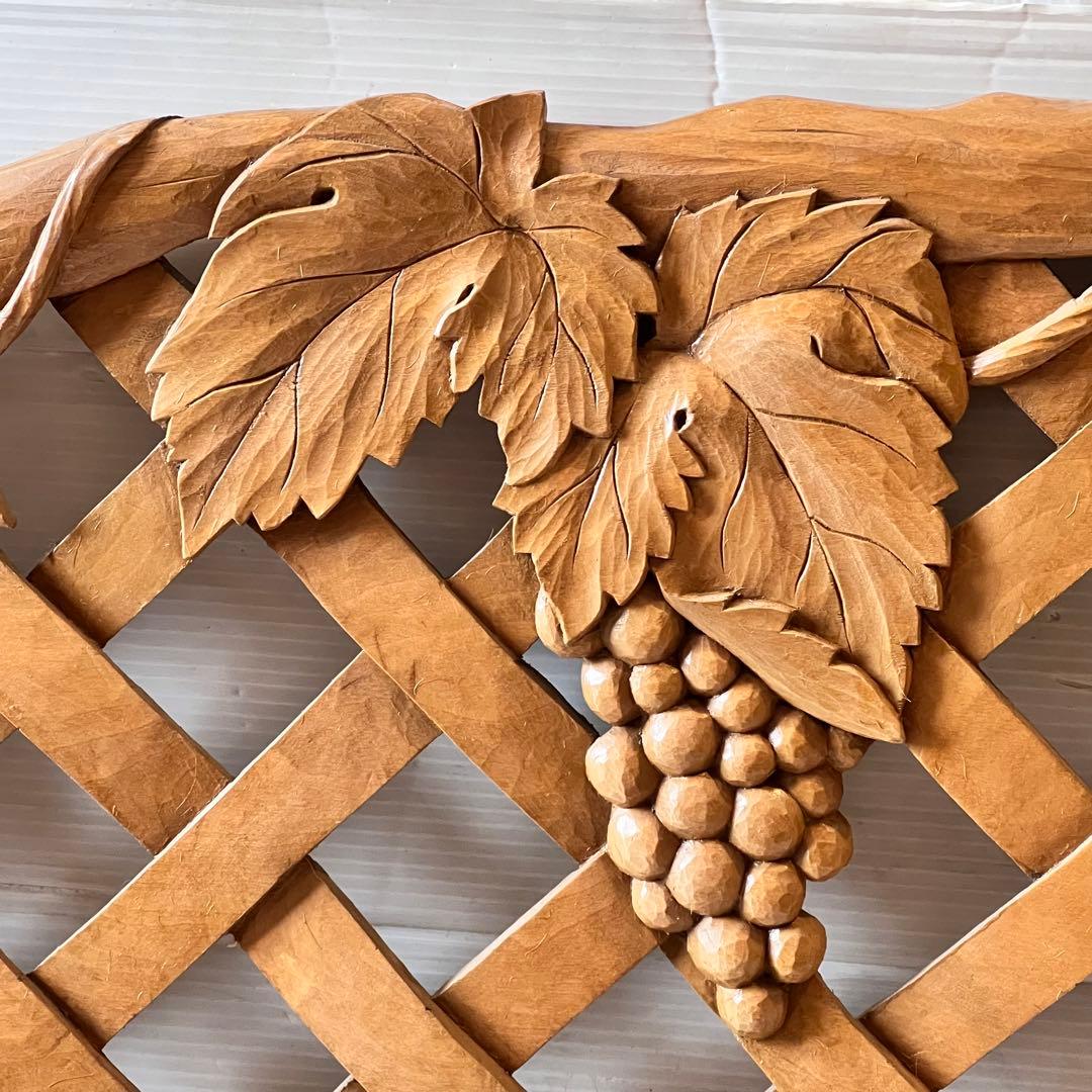 一点もの　木彫り　木製　ぶどう　ハンガー掛け　帽子掛け　インテリア