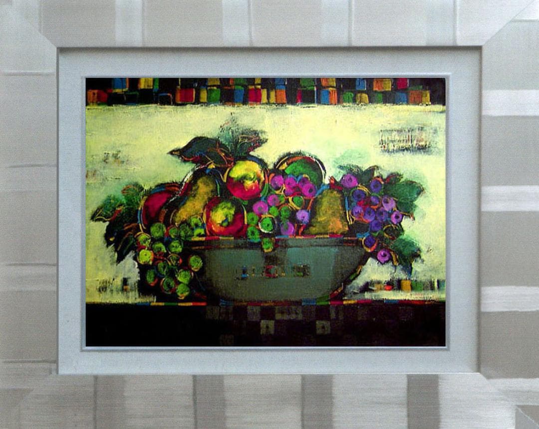 油絵 絵 絵画 インテリア 額付(黒) uF6-060904 静物 果物