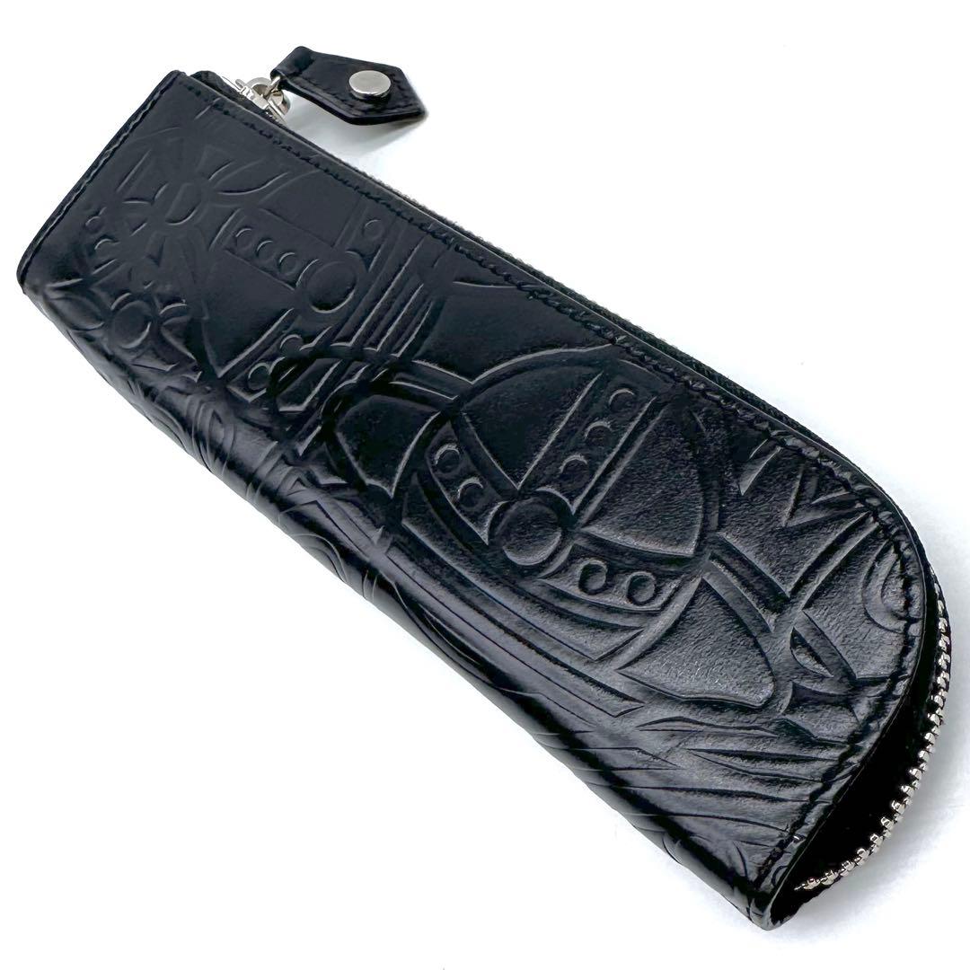 未使用✨ヴィヴィアンウエストウッド ペンケース ORB エンボスレザー ブラック
