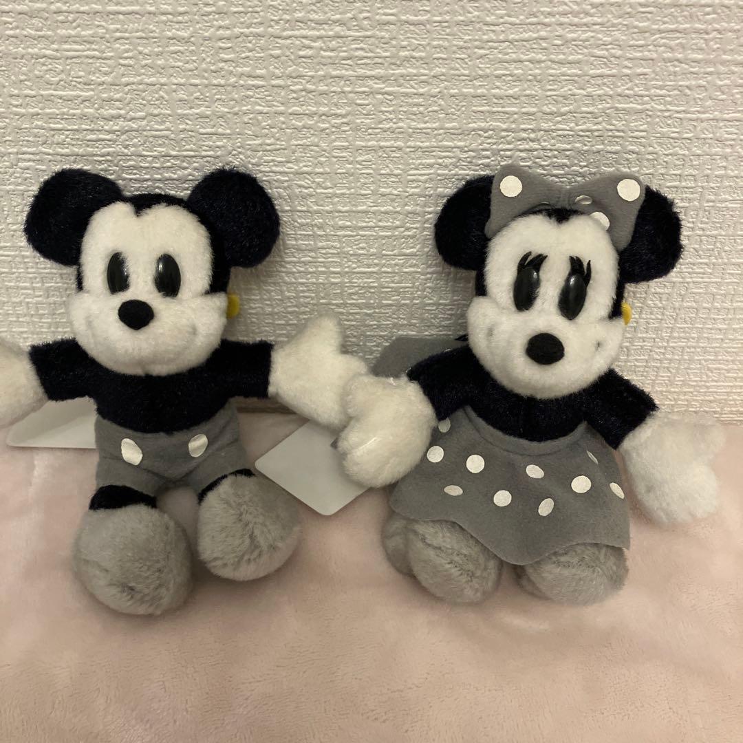 ディズニー　白黒ミッキーミニー　ぬいぐるみ　バッチ　ぬいば　当時物　結婚式