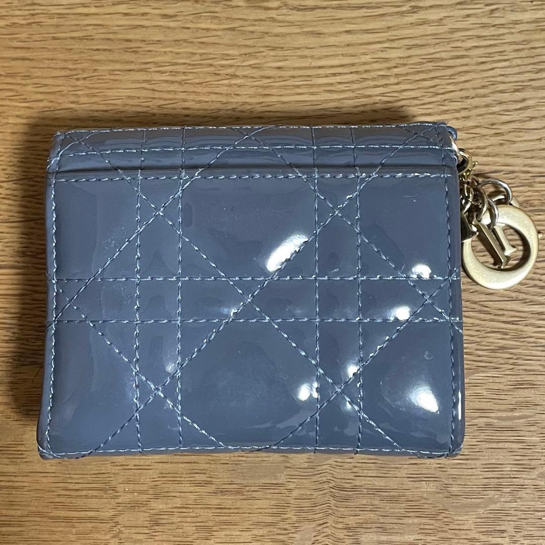 Lady Dior 三つ折り財布 ロータスウォレット エナメル　ブルー