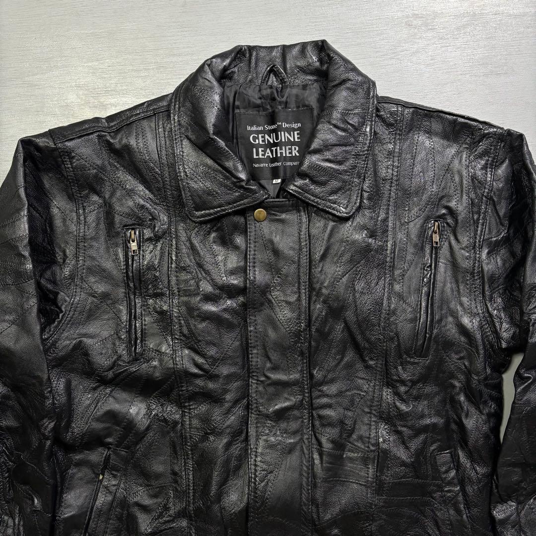 vintage A-2 レザージャケット　本革オールレザー　パッチワーク　黒　M
