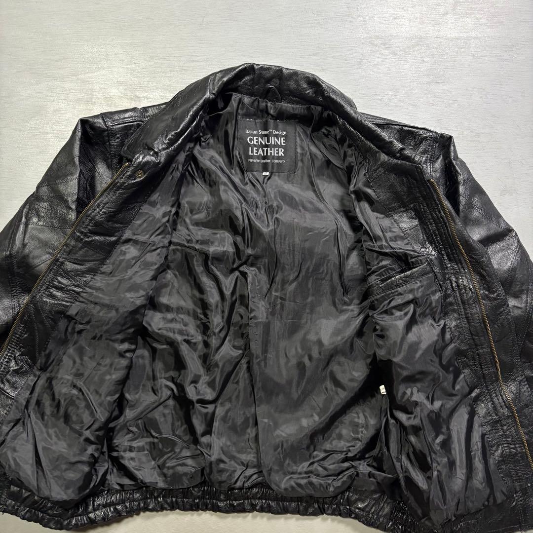 vintage A-2 レザージャケット　本革オールレザー　パッチワーク　黒　M