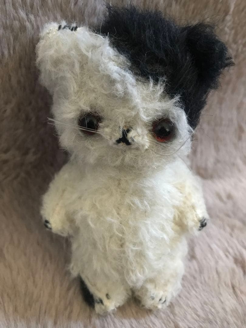 テディベア　加茂美智子　白黒　猫　ぬいぐるみ　テディベア 作家　kamo