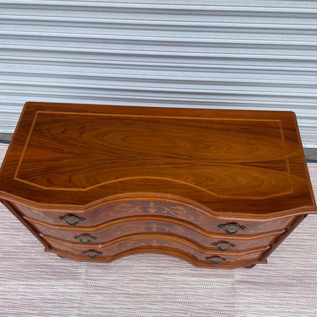 【送料込】アンティーク　象嵌細工　3段チェスト　イタリア調　ヴィンテージ　家具