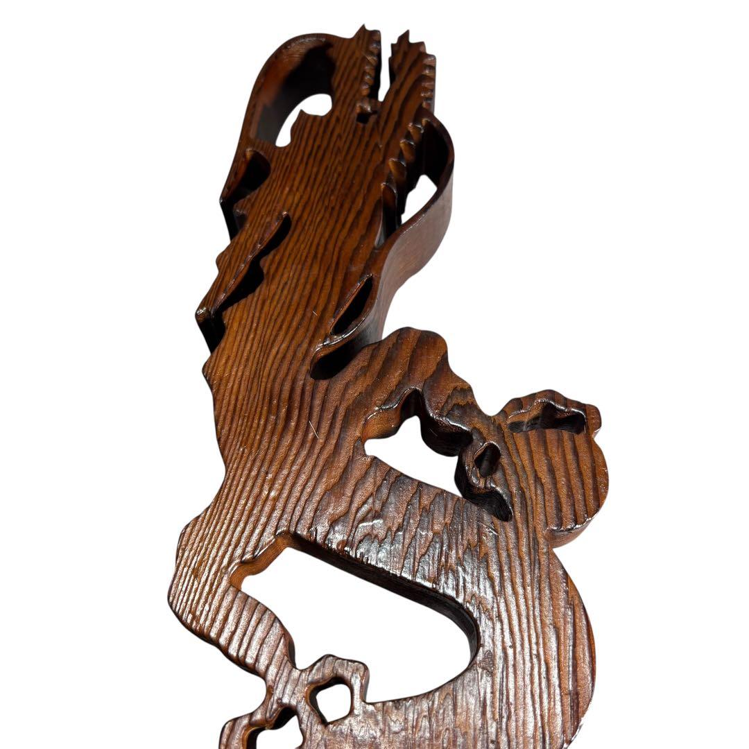 昇龍　木彫　龍　竜　縁起物　置物　インテリア　ドラゴン　木製　オブジェ