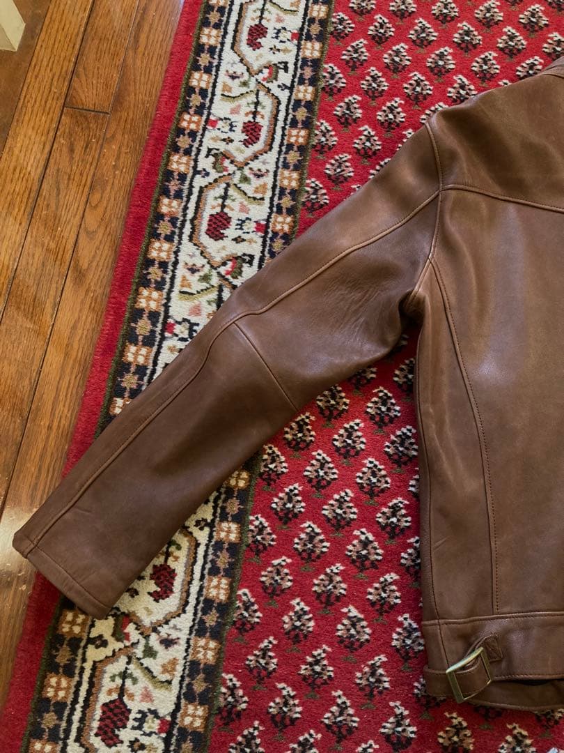 美品！紳士の品格◆暖かいラムレザーライダースジャケットLジャックローズ　ブルゾン