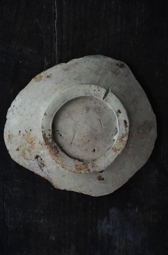 17世紀オランダ ダッチマジョリカ 藍絵ザクロ文皿 デルフト陶片 アンティーク