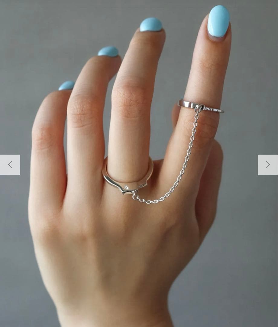 e.m. イーエム 手錠リング　指輪　ダブル　二連　チェーン