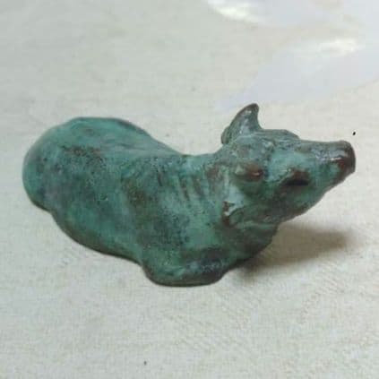 火防神牛　出羽三山神社　長谷川雅山　恵久　銅製　牛　銅製　金属工芸　ア12